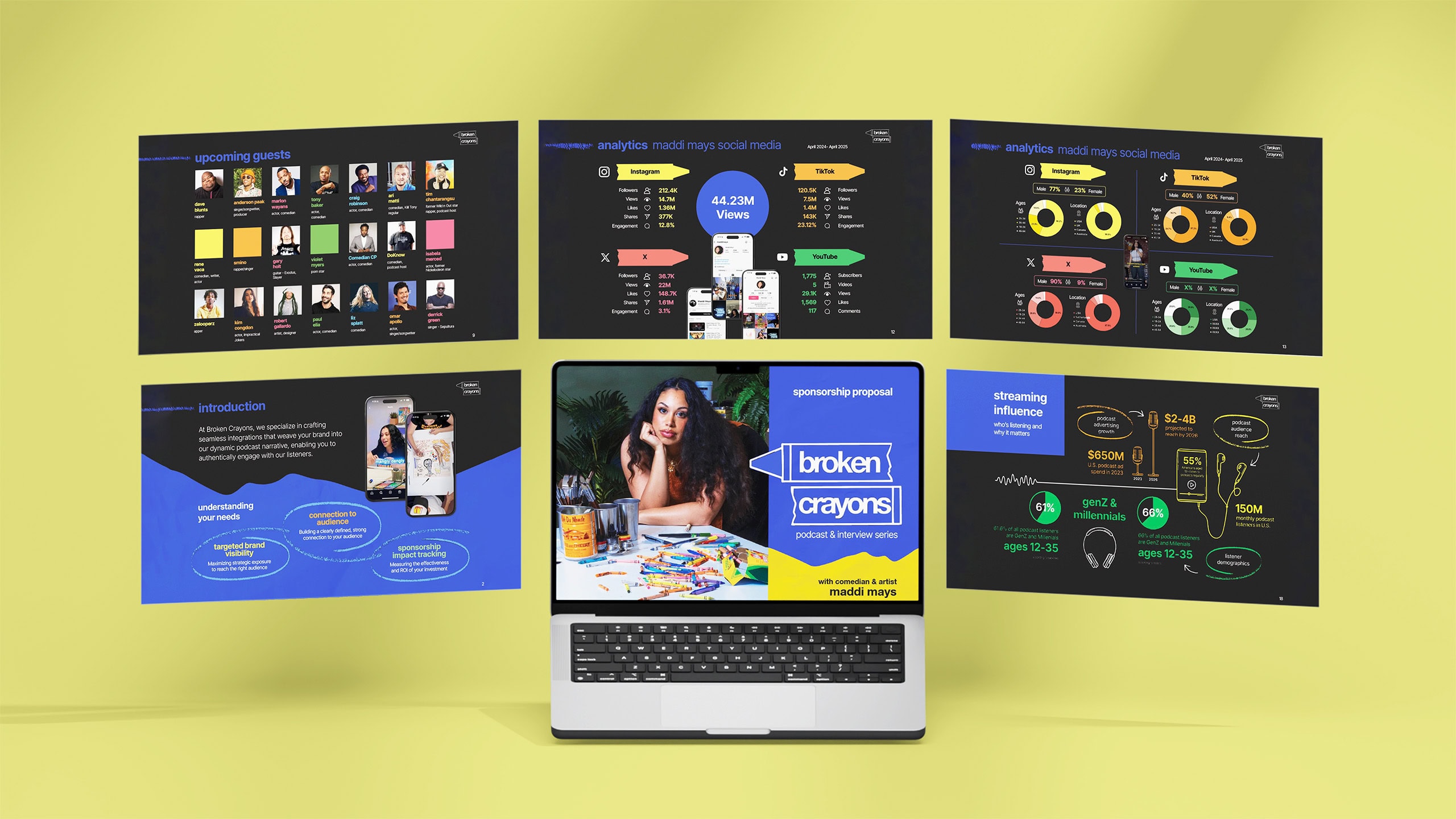 Broken Crayons Presentation Slide Deck Mockup