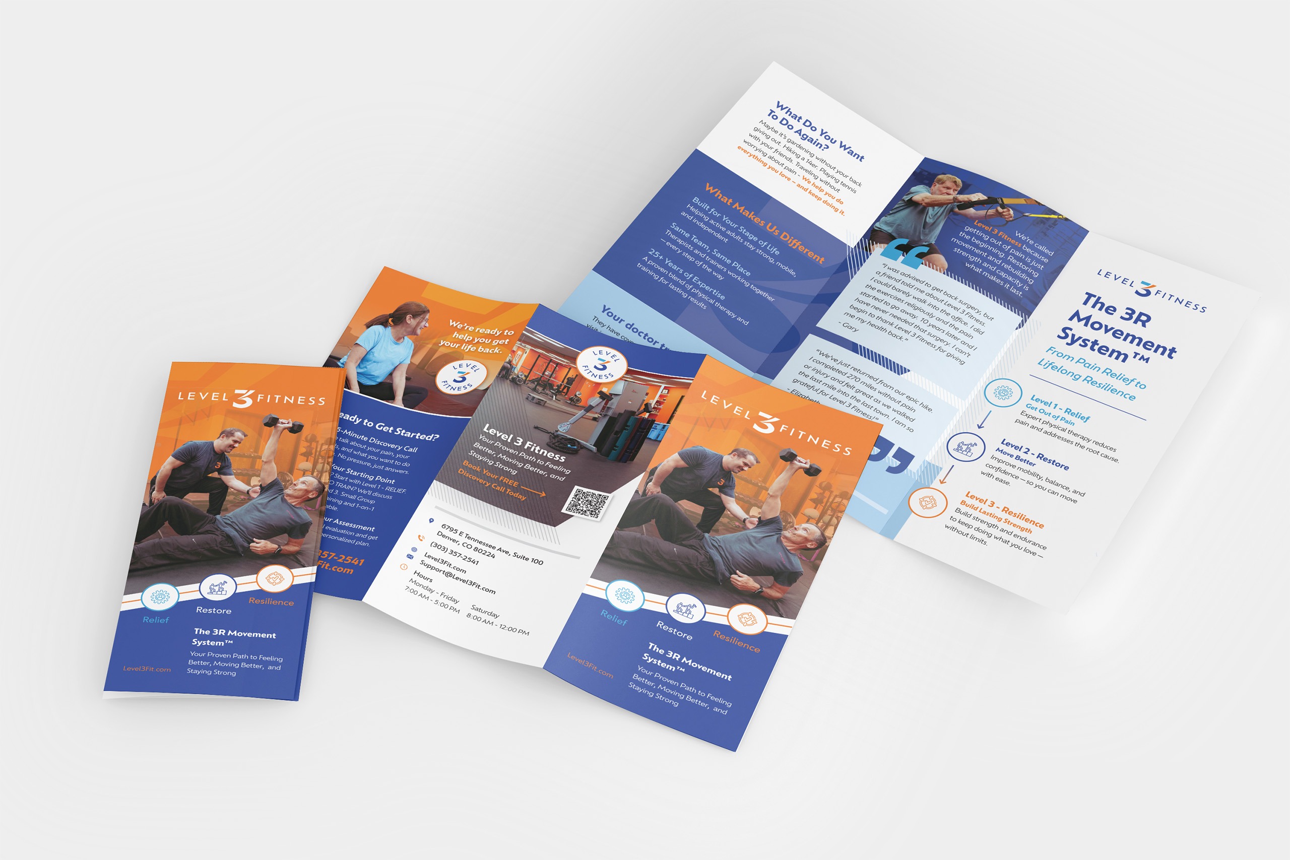 Level 3 Fitness Trifold Brochure Mockup Level 3 Fitness Brochure Design