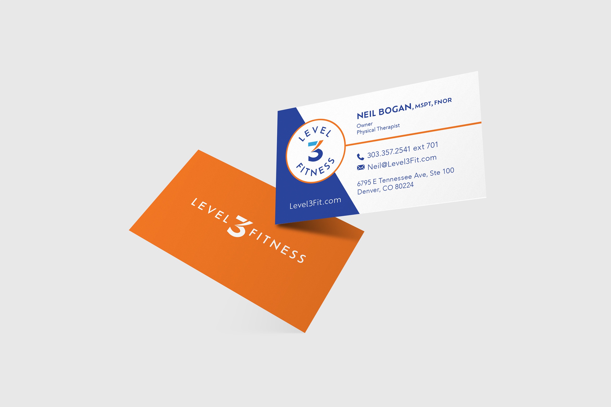 Level 3 Business Card Mockup Eat Move Thrive Logo Design1